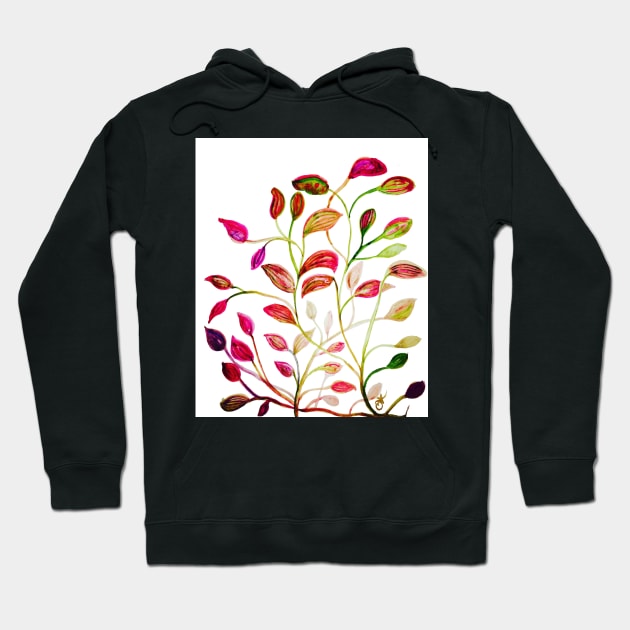 Red and Green Leaves! Light Blue. Hoodie by ANoelleJay